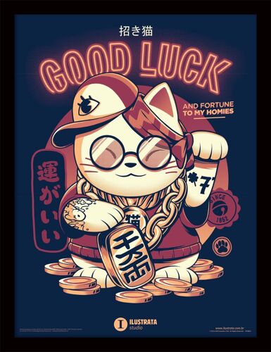 Ilustrata Lucky Cat Framed 30x40