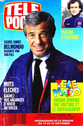 Télé Poche N°1188 (Programme Du 19 Au 25 Novembre 1988) Jean-Paul Belmondo Raconté Par Son Fils Dans Sacrée Soirée
