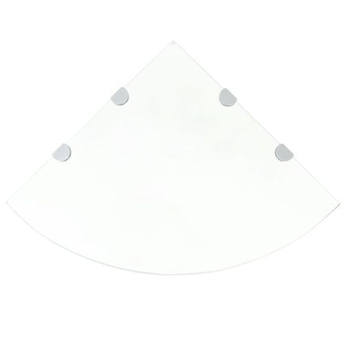 Étagère De Coin Et Supports Chromés Verre Transparent 45x45 Cm