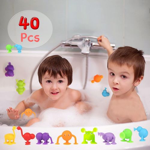 Jouets À Ventouse Silicone, 40pcs Jouet D'aspiration Pour Enfants,Jouets De Bain,?Ufs De Dinosaure, Peut Être Assemblé?Cadeau Pour Enfants