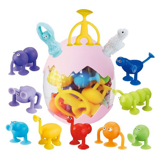 Jouets À Ventouse Silicone,12pcs Jouet D'aspiration Pour Enfants,Jouets De Bain,?Ufs De Dinosaure, Peut Être Assemblé?Cadeau Pour Enfants