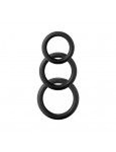 Set 3 Cockrings 24-28-32 Mm Noirs - Twiddle De Shots