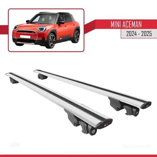 Compatible Avec Mini Aceman Se 2024-2026 Hook Model Barres De Toit Railing Porte-Bagages De Voiture Gris Aluminium 2 Barres