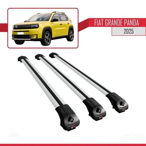 Compatible Avec Fiat Grande Panda 2025-2026 Ace-1 Barres De Toit Railing Porte-Bagages De Voiture Gris Aluminium 3 Barres