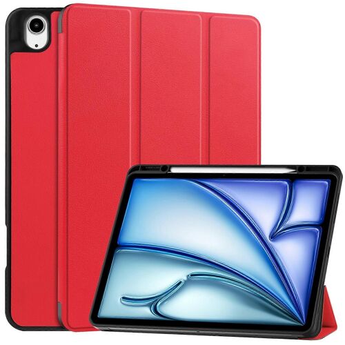 Custer TPU Pure Color 3 Fold Holder Étui de tablette en cuir intelligent avec plateau à stylos pour iPad Air 13 2024 / 2025