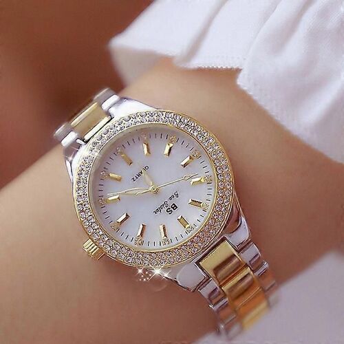 Bs Abeille Soeur Fa1258 Femmes Boîtier Rond Diamant Alliage Bracelet Montre (Interval Or)