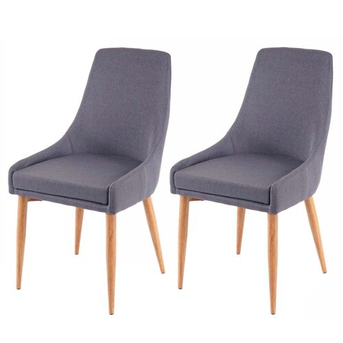2x chaise de salle à manger HWC-B44 II, fauteuil, style rétro   tissu gris foncé