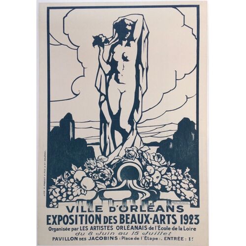 Affiche Exposition Des Beaux Arts Orléans 1923