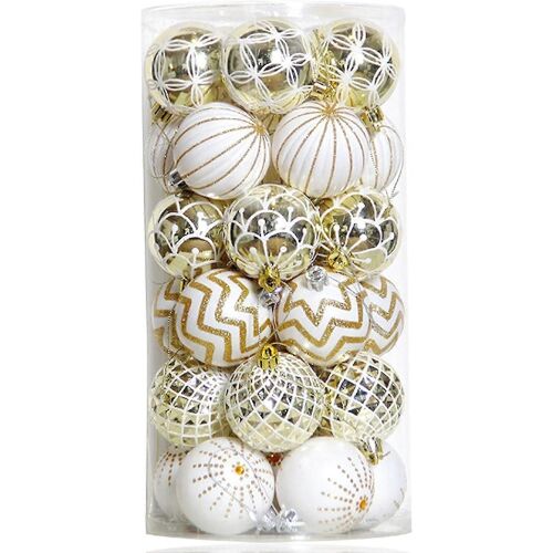 Ornements de Noël incassables pour la décoration d'arbre en or blanc 24pcs