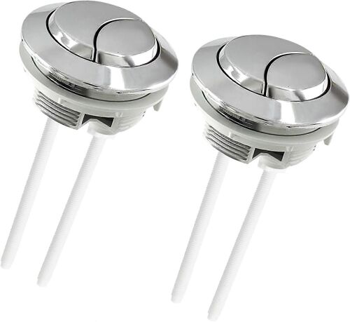 Paquet de 2 boutons de chasse d'eau à double bouton, bouton de lavabo de toilette de 58 mm bouton de chasse d'eau de remplacement de toilette avec diamètre de filetage (blanc