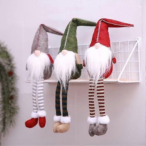 Ornements de Noël - Décorations de Noël Décorations de table en peluche faites à la main Père Noël Elfe Arbres de Noël Tentures Décoration intérieure - Paquet de 3