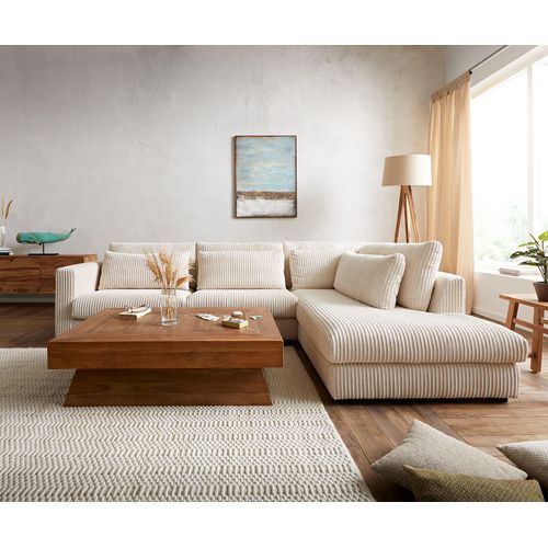 Canapé-D'angle Isla Cord Beige 331 X 226 Cm Fauteuil Long Droite