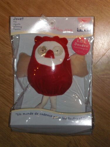 Doudou Chouette Hibou Sucre D'orge Canard Oiseau Bird Rouge Crême Cajou