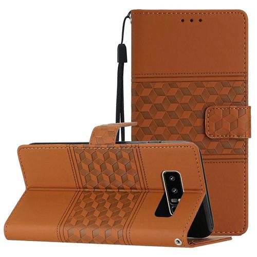 Pour Samsung Galaxy Note 8 Diamond Embossed Skin Feel Coque De Téléphone En Cuir Avec Lanière