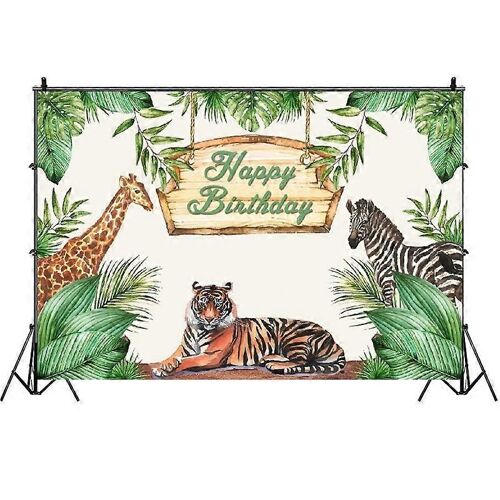 MDN03318 1,5 m x 1 m Animal Forêt Dessin animé Anniversaire Fête Banquet Décoration Photo Fond Tissu
