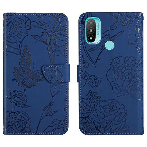 Pour Motorola Moto E20 / E30 / E40 Skin Feel Butterfly Peony Coque de téléphone en cuir gaufré
