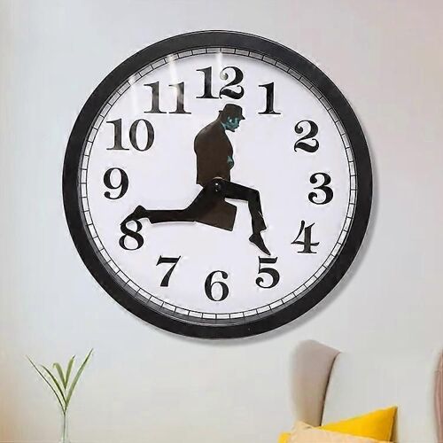 Horloge de marche Porte-documents d'homme d'affaires Horloge murale en verre Horloge de personnalité Horloge ronde
