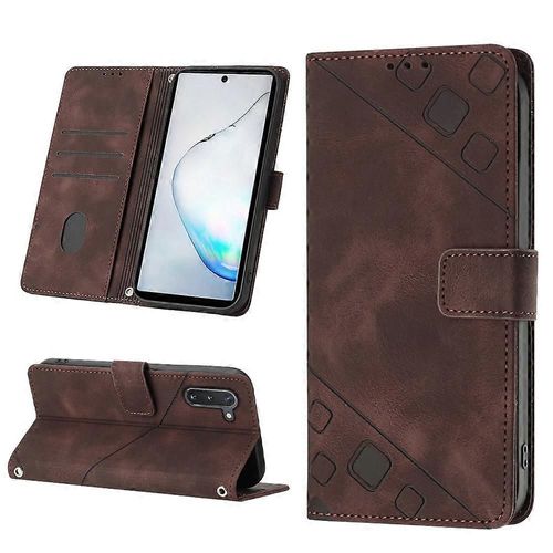 Pour Samsung Galaxy Note10 / Note10 5g Coque De Téléphone En Cuir Gaufré Au Toucher De La Peau