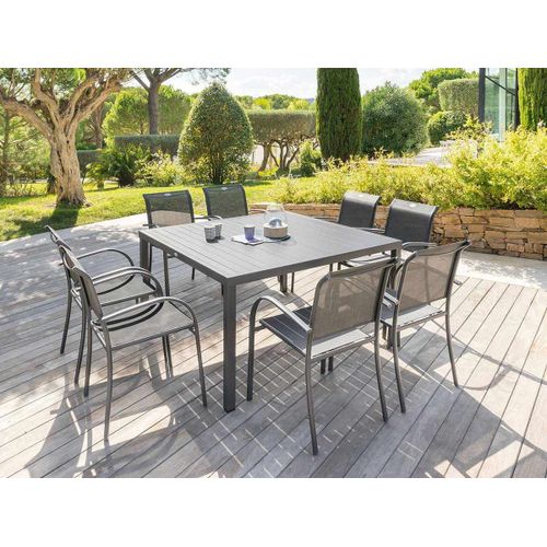 Table De Jardin Carrée Piazza 8 Places Graphite - Hespéride