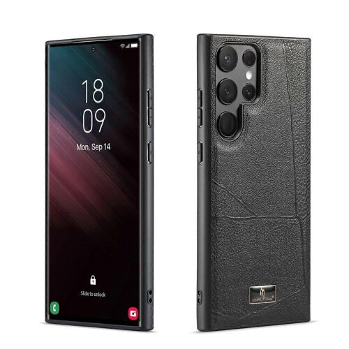 Pour Samsung Galaxy S23 Ultra 5G Fierre Shann Cuir Texture Téléphone Couverture Arrière Coque