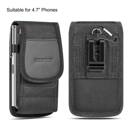 HAWEEL 4,7 pouces en tissu de nylon Téléphone Ceinture Clip Pochette de transport avec fente pour carte (noir)