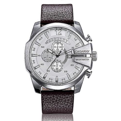 Cagarny 6839 Montre De Sport À Quartz Irrégulière À Grand Cadran En Cuir Pour Hommes