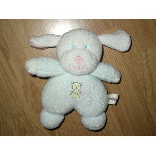 Doudou Peluche Chien Hund Dog Dessin Chat Lapin ? Luminou Vert / Bleu Jemini Noeud Papillon Vichy Brille Dans La Nuit Luminecsent 18 / 20 Cm +/- 