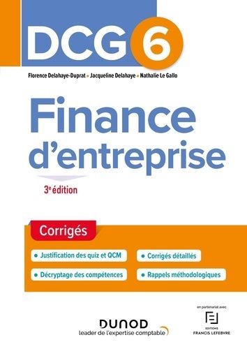Finance D'entreprise Dcg 6 - Corrigés