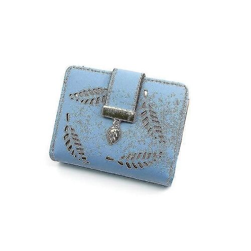 Zip Autour Portefeuille En Cuir Avec Fenêtre D'identification Court Double Pliant Pince à Billets Porte-Monnaie Porte-Carte Feuille Embrayage Pour Femmes Adolescente Cadeau (1pc Bleu Clair