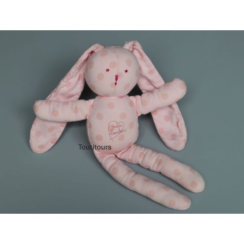 Doudou lapin rose bonbon pois Petit Bateau