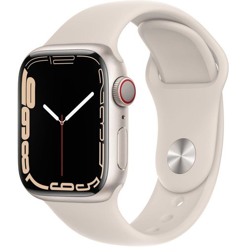 Apple Watch Series 7 (GPS + Cellular) - Boitier 41 mm Aluminium Lumière stellaire avec Bracelet Sport Lumière stellaire