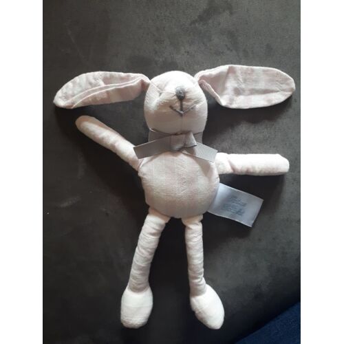 Tartine Et Chocolat Lapin Rayé Rose Blanc Noeud Gris Tissu Matelas Sommier