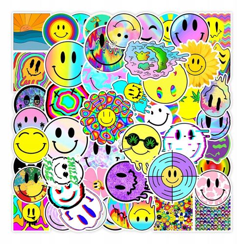 Lot de 100 autocollants smiley de dessin animé à faire soi-même