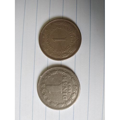 Lot De 2 Pièces De 1 Dinar Yougoslave 1965 Et 1981
