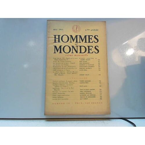 [Hommes Et Mondes] Mai 1951 - N°58 Tome Xiv
