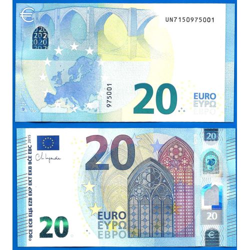 France 20 Euro 2015 Neuf Prefixe Un Signature Lagarde Serie U043 I2