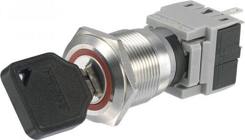 Tru Components Interrupteur à clé en acier inoxydable 250 V/AC 5 A LAS1-BGQ, Bouton + interrupteur, Argent