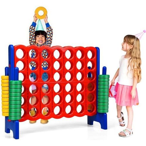 Costway Jeux De Puissance 4 Géant Jeux De Société Pour Familles En Ligne Avec 42 Anneaux Et Curseurs Pour Redémarrage Rapide Bleu