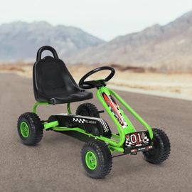 Costway Kart À Pédales Vélo Et Véhicule Pour Enfants Siège Réglable Avec Frein À Main Extérieur Garçons Et Filles 3-6 Ans Vert