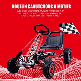 Kart À Pédales En Métal 1 Place Rouge Avec Roues En Caoutchouc 101 X 61 X 62cm Convient Pour 3 À 8 Ans Go Karting Enfant
