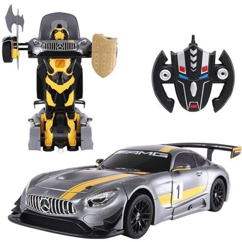 COSTWAY 2-en-1 Robot Voiture Transformable RC Voiture Télécommandée 2,4 GHz 1:14 Ratio Collection Jouets pour Enfants Gris