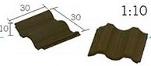 Tuile Imbriquée Noire 30 X 30 X 10 Mm - 25 Pièces 1/10 Aedes