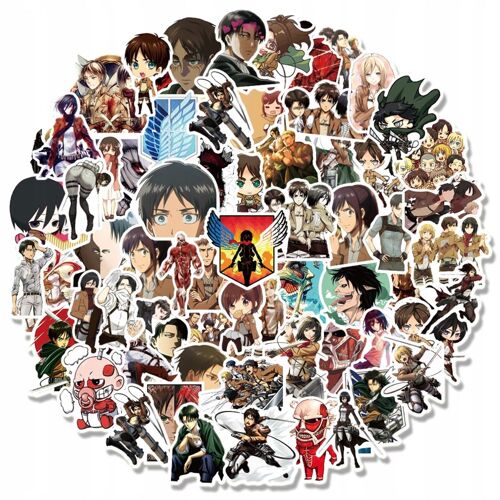 Lot de 100 autocollants graffitis de l'anime Attack on Titan pour