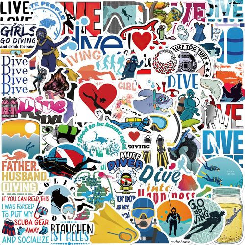 200 Pcs Autocollants De Plongée D'été Préparation Sous-Marine Autocollants De Sport Pour Enfants, Autocollants De Sport Pour Bouteilles D'eau, Autocollants De Bouteilles D'eau Imperméables P
