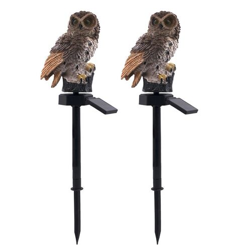 Lampe Led Solaire Imperméable Avec Piquet De Hibou, Luminaire Décoratif D'extérieur, Idéal Pour Un Jardin, Une Pelouse, Un Patio, Un Sentier Ou Une Cour, 2 Unités