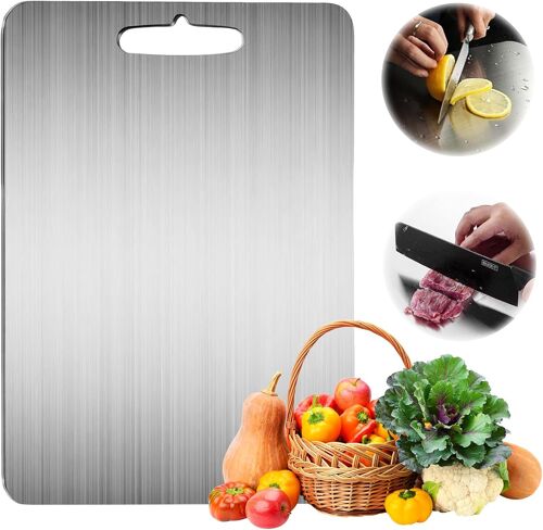 Titanium Cutting Board, Planche À Découper En Titane Pour Cuisine,Planche À Découper En Acier Inoxydable,Planche À Découper En Titane Pour Viande, Pain, Légumes (28.5 X 19.5 Cm)