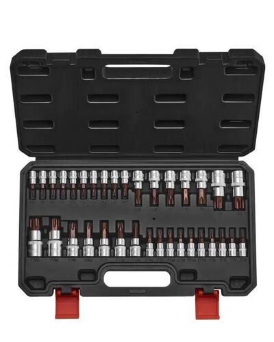 Jeu De Douilles Torx 34pcs-Vevor-Coffret De Douille-Étoile Solide Et Inviolable T6-T70-Entraînements 1/4, 3/8 Et 1/2 Po