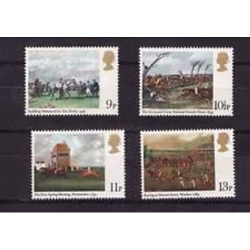 Bloc 4 Timbres Britaniques Horseracing 1979