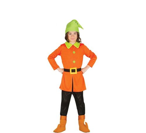 Déguisement De Nain Orange Et Vert Pour Enfant (Taille 7-9a)