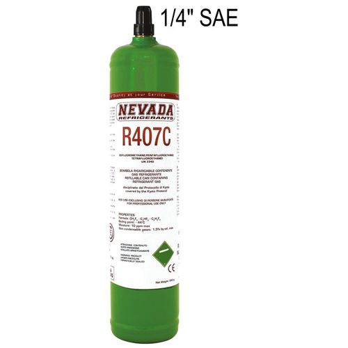 Recharge gaz Fréon R407c 850g - 1000 ml CLIM. M.1/4 Fluide frigorigène réfrigérant climatiseur